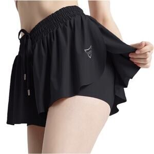 Flowy Shorts for Women Butterfly Shorts 2 in 1 Athletic Workout Gym Sz XS Black